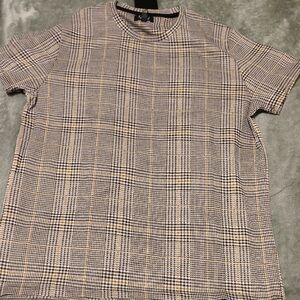 Boohoo Mens Plaid Short Sleeve Tee - Black and Cream